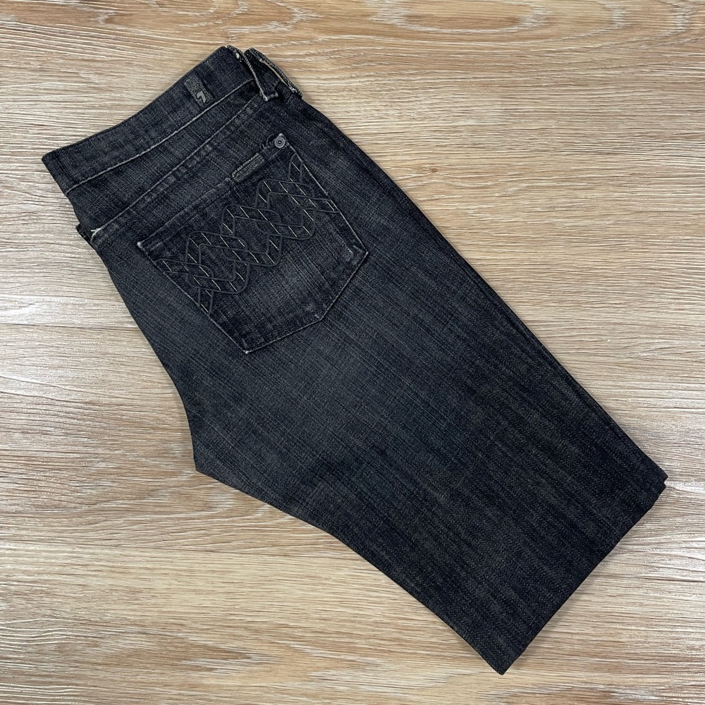 7 For All Mankind Black Jeans - Straight Leg, Black Grey